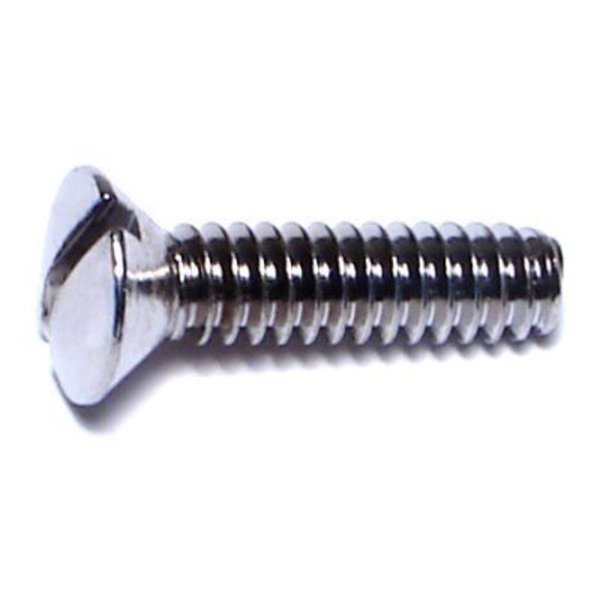 Midwest Fastener #10-24 x 3/4 in Slotted Oval Machine Screw, Chrome Plated Brass, 15 PK 70146